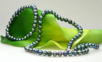 Echtes Zucht-Perlenset violett 6mm Armband + Kette ca....