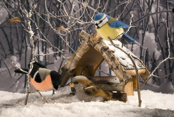 Teddys Rothenburg Kösen, Blaumeise, 14 cm, sitzend, gelb/blau, Stoffblaumeise, Plüschvogel 5680
