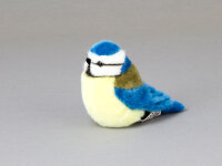 Teddys Rothenburg Kösen, Blaumeise, 14 cm, sitzend, gelb/blau, Stoffblaumeise, Plüschvogel 5680