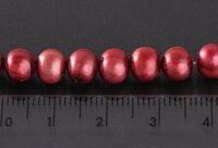 P057  Echter-Perlen-Strang Zuchtperlen offen Rot Burgundy 7-8mm ca.39 cm NEU