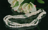 Zucht-Perlen-Collier P904 3-reihig weiß mit Jade...