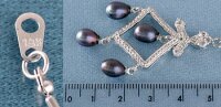 Perlencollier m. Staßsteinen P292 Violett Schwarz ca. 41cm Zucht Perlen 8mm Perlenkette