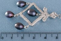 Perlencollier m. Staßsteinen P292 Violett Schwarz ca. 41cm Zucht Perlen 8mm Perlenkette