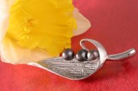 Brosche Süßwasser P299 Zucht Perlen 3-Perlen Tahiti Black Violett 6-7mm