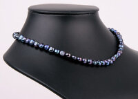 P074 Echter Süßwasser-Perlen-Strang barock 5-8mm 41cm offen Tahiti Black Violett