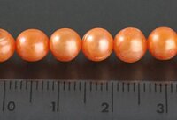P114 Echter Süßwasser-Perlen-Strang barock 6-7mm 38cm lang offen orange