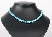 P399 Echter Süßwasser-Perlen-Strang irregular 5-6mm 40cm lang offen hellblau