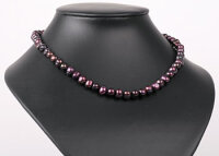 P400 Echter Süßwasser-Perlen-Strang barrock 7-8mm 39cm lang offen Tahiti Black Violett