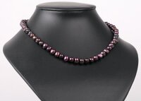 P400 Echter Süßwasser-Perlen-Strang barrock 7-8mm 39cm lang offen Tahiti Black Violett