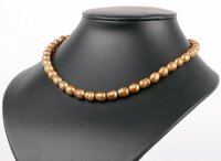 P411 Echter Süßwasser-Perlen-Strang barock 7-8mm 40cm lang offen goldbraun
