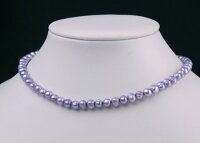 P067 Echter Süßwasser-Perlen-Strang oval 6-7mm 40cm lang offen violett