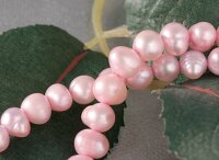 P407 Echter Süßwasser-Perlen-Strang oval 6-7mm 40cm lang offen rosa