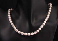HQ007 Echter Süßwasser-Perlen-Strang oval 7-8mm 38cm lang offen beige