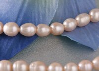 HQ007 Echter Süßwasser-Perlen-Strang oval 7-8mm 38cm lang offen beige
