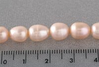 HQ007 Echter Süßwasser-Perlen-Strang oval 7-8mm 38cm lang offen beige
