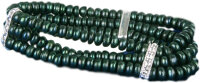 Echtes 3-reihiges Süsswasser Perlen Armband Grün mit Strass-Steinen A110