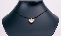 Echtes Zucht-Perlen-Collier P037 3-Perlen Lachs-Farben...