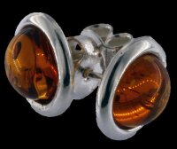 Bernstein Ohrstecker Cognacfarben ca. 8mm mit 925 Silber Brisur Paar BSOR03