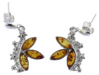 Echte Bernstein Ohrhänger Cognac 925 Sterling Silber...