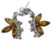 Echte Bernstein Ohrhänger Cognac 925 Sterling Silber...