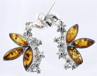 Echte Bernstein Ohrhänger Cognac 925 Sterling Silber Fassung BSORHCO01