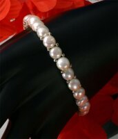 Echtes Zuchtperlen Perlen-Armband 1-Reihig m. silberfarbenen Kugeln Zuchtperlen