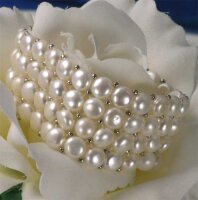 Zucht-Perlen-Armband 4-Reihig Weiß mit...