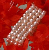 Zucht-Perlen-Armband 4-Reihig Weiß mit silberfarbenen Kugeln Zuchtperlen A401