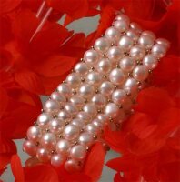Zucht-Perlen-Armband 4-Reihig Weiß mit silberfarbenen Kugeln Zuchtperlen A401
