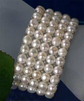 Zucht-Perlen-Armband 5-Reihig mit silberfarbenen Kugeln Zuchtperlen A501
