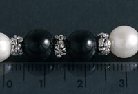 Echte Zucht-Perlen-Kette+Armband P019 weiß/Onyx