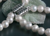 Echte Zucht-Perlen-Kette+Armband P019 weiß/Onyx