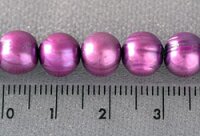 P394 Echter Süßwasser-Perlen-Strang barock 8-9mm 40cm lang offen Pink metallic