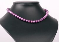 P394 Echter Süßwasser-Perlen-Strang barock 8-9mm 40cm lang offen Pink metallic