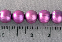 P394 Echter Süßwasser-Perlen-Strang barock 8-9mm 40cm lang offen Pink metallic