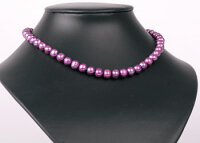 P394 Echter Süßwasser-Perlen-Strang barock 8-9mm 40cm lang offen Pink metallic