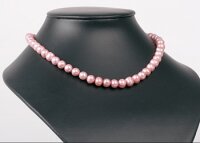 P395 Echter Süßwasser-Perlen-Strang barock 9-10mm 40cm lang offen Rosa