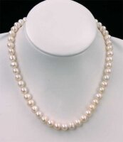 Echte Zucht-Perlenkette Weiss 45cm 8mm mit...
