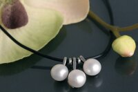 Echtes Zucht-Perlen-Collier P039 3-Perlen Weiss auf...