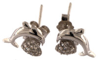 Ohrstecker Delphin Silber  - 925 Sterling Silber - mit Strass Steinen OSDSS01