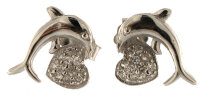Ohrstecker Delphin Silber  - 925 Sterling Silber - mit Strass Steinen OSDSS01