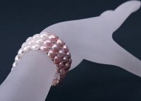 Echtes Perlen Armband 3-Reihig Süsswasser 3-Farbig Pastell Farben A103 - aus Süsswasserzuchtperlen