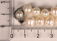 Perlenkette Weiss naturfarben ca.7-8mm ca.45cm Perlen Verschluß Potato Form K102