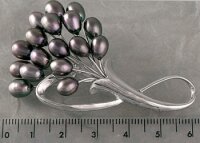 STELYNA Exquisite Brosche P308 Blüte aus vielen Süßwasser Zuchtperlen Oval Violett-Schwarz Tahiti