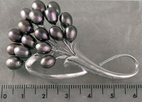 STELYNA Exquisite Brosche P308 Blüte aus vielen Süßwasser Zuchtperlen Oval Violett-Schwarz Tahiti